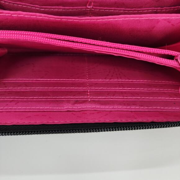 Lily Bloom Clutch Floral Black Pink Flower Zip Around Wallet Accordion Organizer - Picture 12 of 15